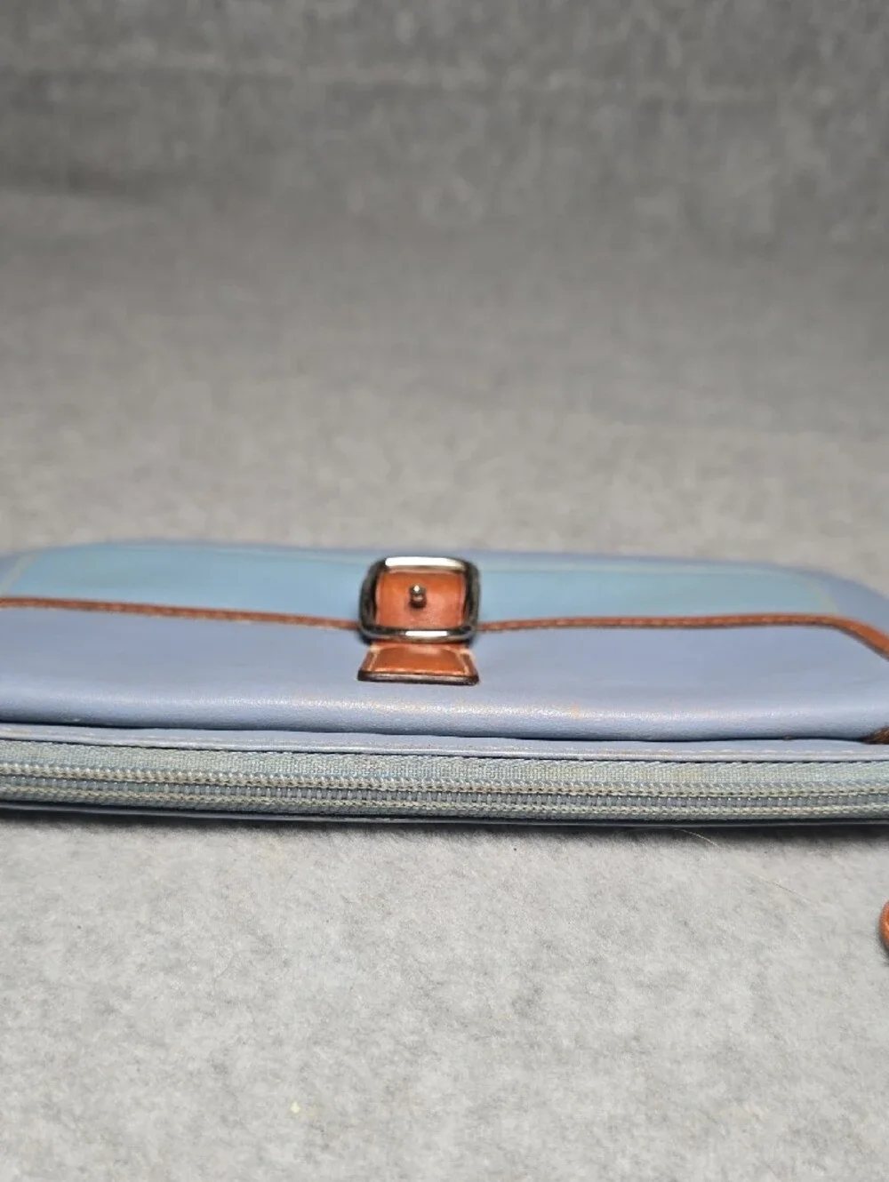 Coach Vintage Hamptons Light Blue and Tan Leather Wristlet